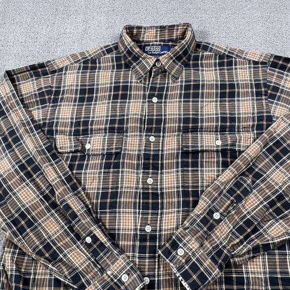 Ralph Lauren Polo Shirt Adult Medium Plaid Button Up Flannel Whitfield Men's - Picture 8 of 13